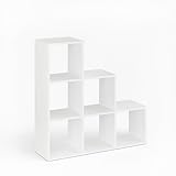 KOMTO Treppenregal Stufenregal - Raumteiler Regal Bücherregal mit 6...