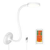 ENUOTEK LED Leselampe Bett Wand Weiß und Fernbedienung, Schwanenhals...