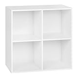 WOLTU Bücherregal, Würfelregal 4 Fächer, Standregal Weiß,...