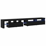 vidaXL TV-Schränke mit LED-Lichtern 3 Stück Schwarzes Eichenholz –...