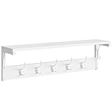 HOOBRO Wandgarderobe, Wandregal mit 7 Haken und Ablage, Hängeregal...