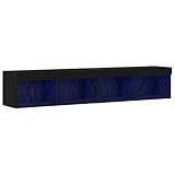 vidaXL Schwarzes Eichenmodular-Entertainmentregal mit LED-Beleuchtung...