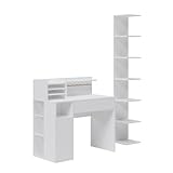Vicco Basteltisch, Weiß, 2 Teile, mit Bücherregal