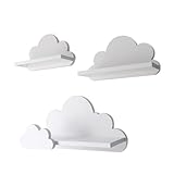 MOLILAND Wandregal Kinderzimmer Wolke Weiß (3er Set) – Modell...