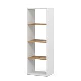 Vicco Bücherregal Tomy, Weiß/Goldkraft Eiche, 40 x 120 cm,4 Fächer