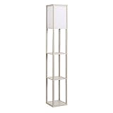 HOMCOM Stehlampe mit Regalen, Wohnzimmer Stehleuchte mit E27 Fassung...