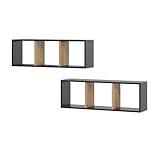 Vicco Wandregal Tomy, Anthrazit/Goldkraft Eiche, 90 x 30 cm 2er Set