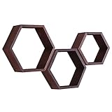 MITREL Hexagon Wandregal, Wohnzimmer Deko Wand, Holz Hängeregal für...