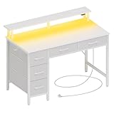 Seventable Computertisch mit Steckdosen & LED-Beleuchtung, 100cm...