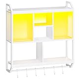 HOOBRO Wandregal mit LED-Beleuchtung, Schweberegal, Wandboard mit...