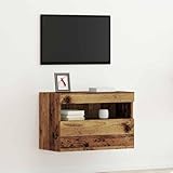 ULUYYUC TV Schrank Braun 60x30x40 cm Naturholz TV Board mit LED...