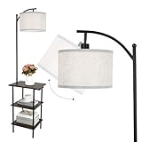 LuminexDesigns Vintage Stehlampe mit Regal, Holz Beistelltisch mit...