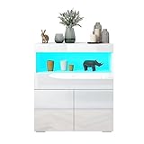 Komtopod Modernes Sideboard Hochglanz mit 2 Türen, Schublade & Regal...