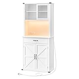 VASAGLE Sideboard mit Beleuchtung, Aufbewahrungsschrank, mit Türen...