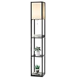 GOPLUS 3-Regal Stehleuchte, Stehlampe mit 3 Regalablagen, Standlampe...