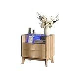 FUSOU 60CM Nachttisch mit Ladestation, 2 Schubladen & offenem Regal,...