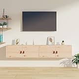 2er Set Massivholz Kiefer Wandschrank Regal Wandregal & Ledge - je...