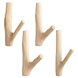 IWILCS Natürliche Holz Haken,4 Stück Holz Vintage Natürliche...