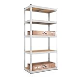 baudim - 180x60x40cm Schwerlastregal/Steckregal mit 5 MDF-Böden und...