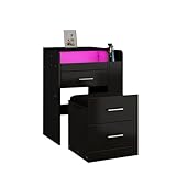 Schwarz Schminktisch Frisiertisch mit LED Beleuchtung Aufklappbarer...