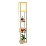 Fullwatt Stehlampe mit Holzregal Innenbeleuchtung Holz Stehleuchte mit...