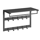 VASAGLE Wandgarderobe, mit Ablage, Wandregal mit 10 abnehmbaren Haken,...