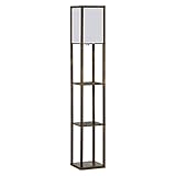 HOMCOM Stehlampe mit Regalen, Wohnzimmer Stehleuchte mit E27 Fassung...