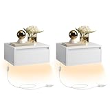 VASAGLE Nachttisch hängend 2er Set, Leuchte mit 3 Farben, schwebendes...