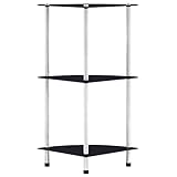 Qnhdfrt Regal Schwarz 30x30x67 cm aus 5 mm Hartglas mit 3 Ablagen...