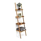 Relaxdays Leiterregal Bambus HxBxT 176 x 44 x 37 cm 4-stufiges...