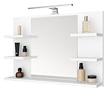 FreshYou Badspiegel mit 5 Ablagen Badezimmerspiegel Spiegel Regal...