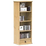 Qnhdfrt Massivholz Kiefer CD-Schrank Regal 40x30x110 cm Schmal Hoch...