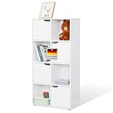 Floordirekt Bücherregal, Regal weiß mit 8 Fächern, Würfelregal,...