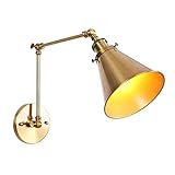 Tiamu Industrielle Wandleuchte Innen, Wandlampe Messing Kegelschirm...