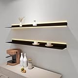 Elegantes, schwimmendes LED-Wandregal, goldfarben, 150 x 20 x 6 cm,...