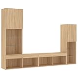 vidaXL Wohnwand 4-TLG., Schrankwand mit viel Stauraum, Anbauwand mit...