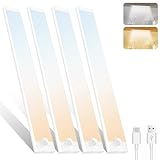 Tailcas Unterbauleuchte Küche 30cm, 4 Stück 72 LEDs 2000 mAh USB-C...