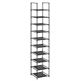 SONGMICS Schuhregal,10 Ebenen, Schuhablage, Schuhaufbewahrung, schmal,...