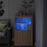 Festnight Beistellschrank mit LED-Beleuchtung Offene Regale...
