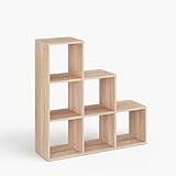 KOMTO Treppenregal Stufenregal - Raumteiler Regal Bücherregal mit 6...