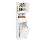 Hzuaneri Badezimmerschrank mit Wäschekorb, Hochschrank Badschrank,...