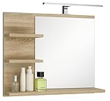 FreshYou Badspiegel mit 3 Ablagen Badezimmerspiegel Spiegel Regal...