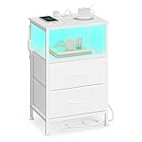 SONGMICS BELLAH Kollektion - Nachttisch mit Ladestation, Beistelltisch...