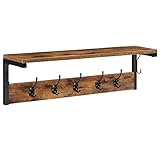 HOOBRO Wandgarderobe, Wandregal mit 7 Haken und Ablage, Hängeregal...