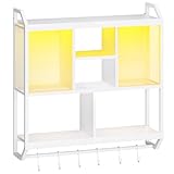 HOOBRO Wandregal mit LED-Beleuchtung, Schweberegal, Wandboard mit...
