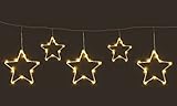 Spetebo LED Lichtervorhang mit 5 Metall Sternen warm weiß - 120 x 30...