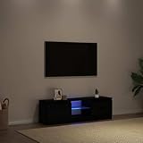 WRJENFSC TV-Schrank Lowboard Schwarz Eichen-Optik 120 cm mit RGB LED...
