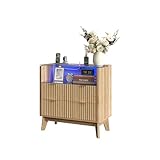 FUSOU 80CM Nachttisch mit Ladestation, 2 Schubladen & offenem Regal,...