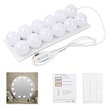 Jinlaili 12 LED Spiegelleuchte mit 3 Farbe, Hollywood-Stil Dimmbar...