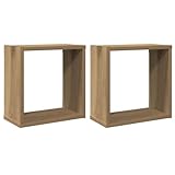 vidaXL Wandregal 2 STK., Würfelregal mit Stauraum Wandmontage,...